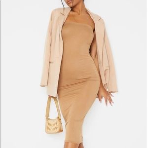 Camel Bandeau Midaxi Dress